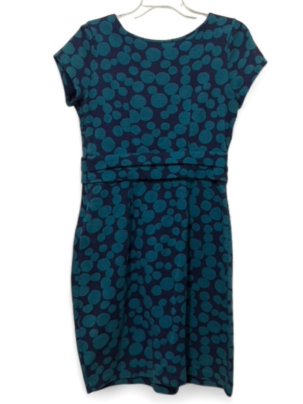 BODEN Ponte Knit Blue Polka Dot Dress
Size US 8-2010's-Office-Siren-Boat Neck - Picture 3 of 9